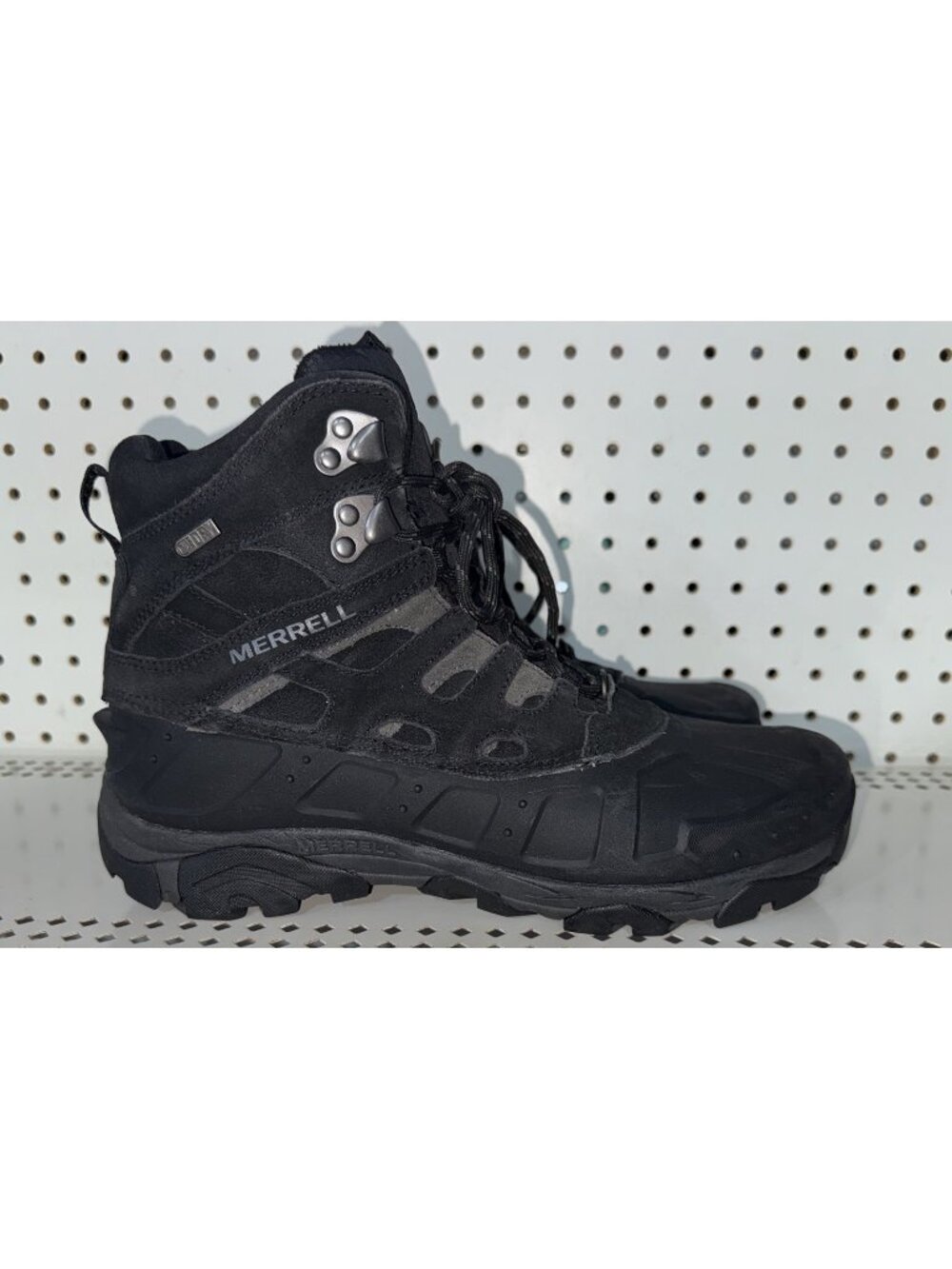 Merrell Moab Polar Mens Suede Insulated WP Winter Snow Boots Size 10 Black Gray